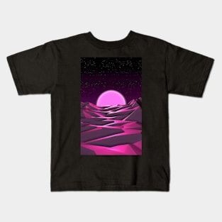 Vaporwave mountain sunset Kids T-Shirt